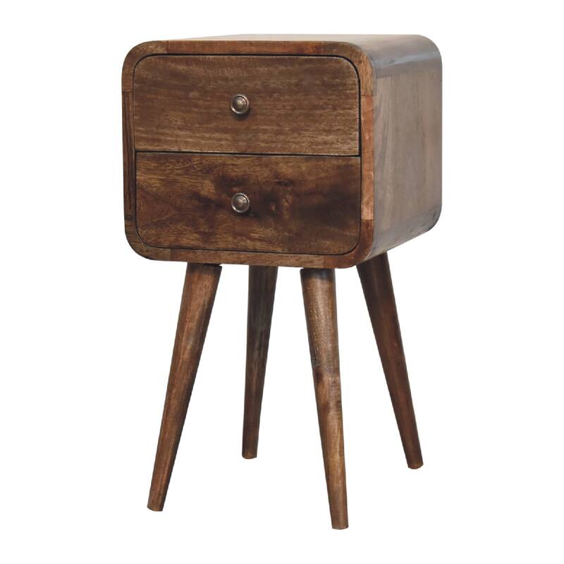 Mini Curved Grey Washed Nightstand
