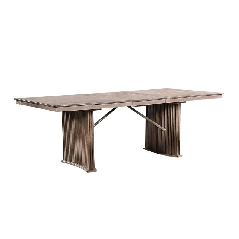 Rectangular Wooden Dining Table with 1 Extendable Leaf in Natural Ash - Natural Ash - Natural Ash