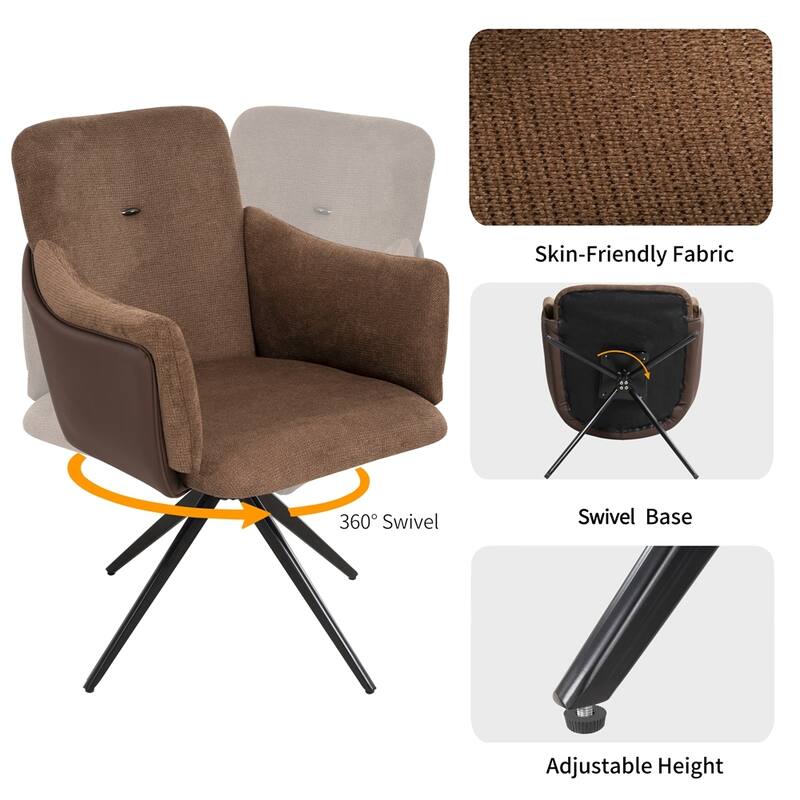 360 Degree Swivel Modern Home Office Desk Chairs Set of 2