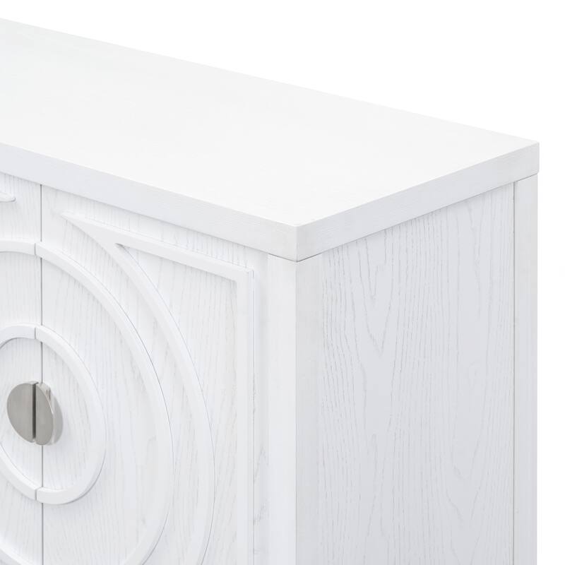 Retro Sideboard door with Circular Groove Design Round Metal Door Handle for Entrance, Dinning Room, Living Room