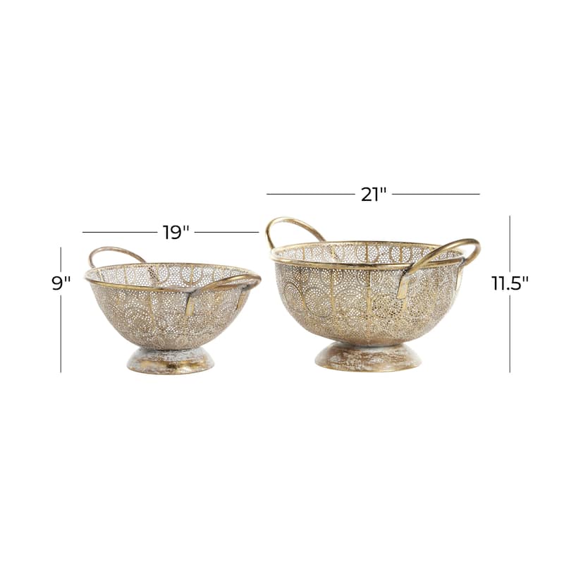 Metal Decorative Bowl - Set of 2 Gold - Roche River Decor