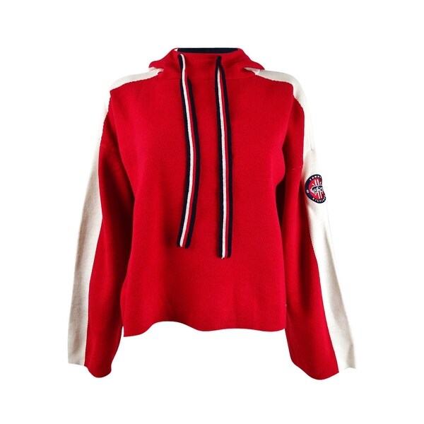 tommy hilfiger red cropped hoodie