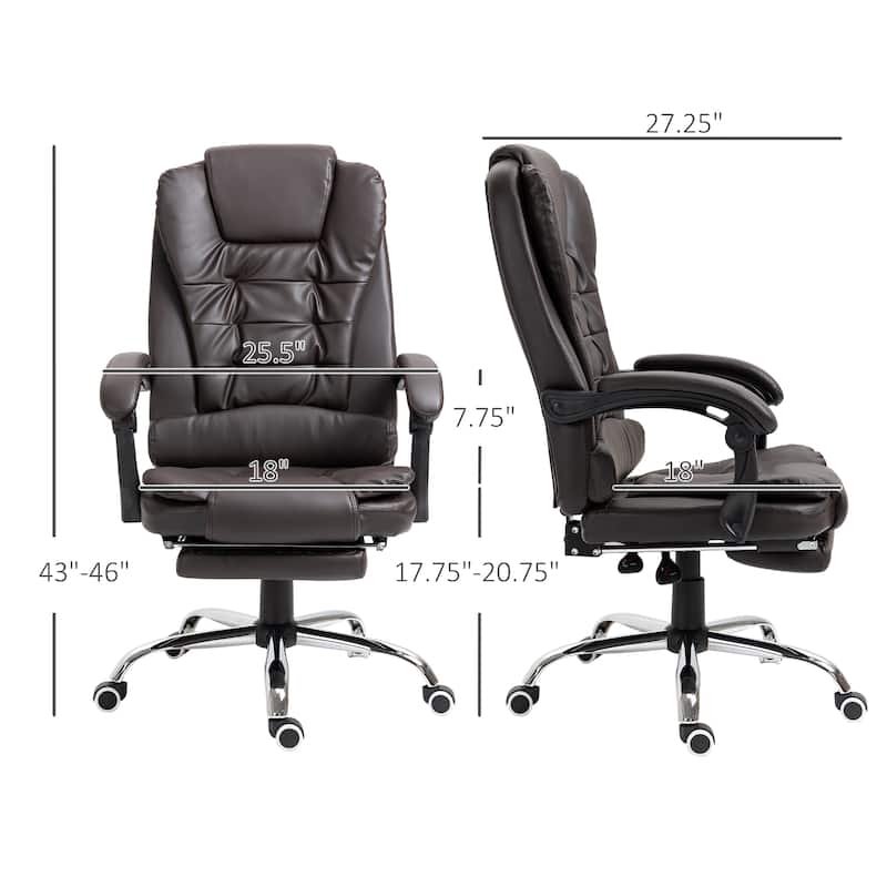 Leather Rolling Chair Reclining Chair with Padded Armrests, Adjustable Height Computer Chair Ergonomic Chair