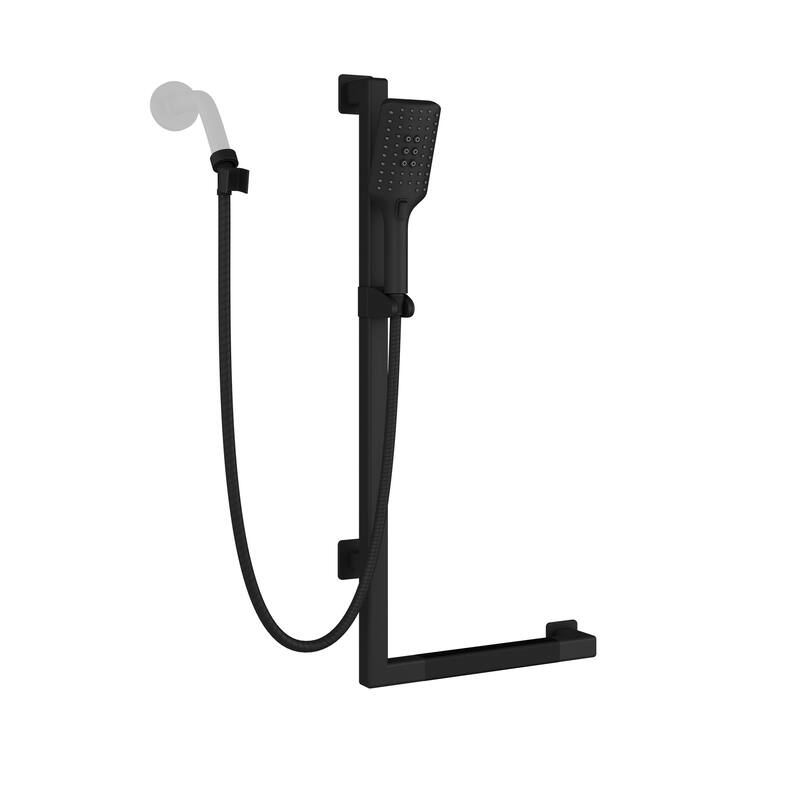 Seville Slide Bar ADA Compliant 500 lb Weight Capacity Slide Bar with Multi-function Handshower Left Matte Black