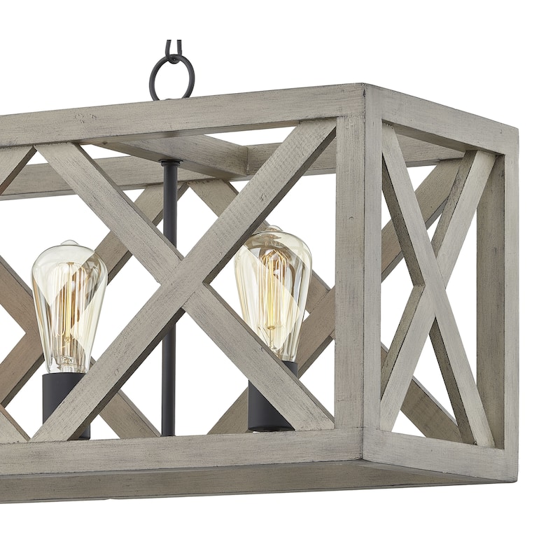 4 - Light Anchor Grey Oak And Matte Black Pendant - 36"x9.85"x14"