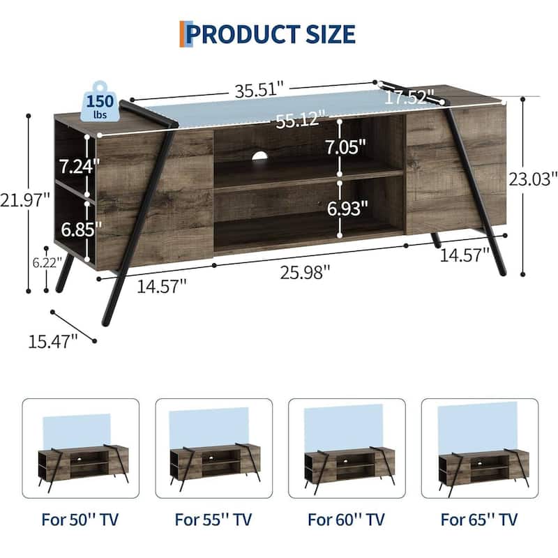 55 Inch TV Stand Modern Entertainment Center for Living Room, Bedroom, Office - N/A