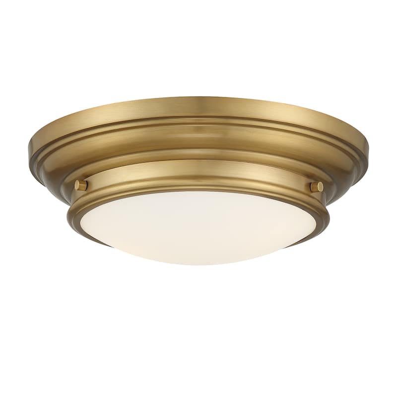 Meridian M60063 2 Light 13" Wide Flush Mount Bowl Ceiling Fixture - Natural Brass