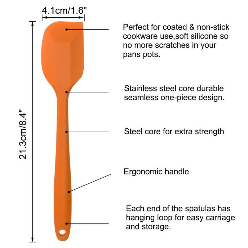 5.9" Silicone Spatula Heat Resistant Non Stick for Kitchen Cooking Baking - Orange