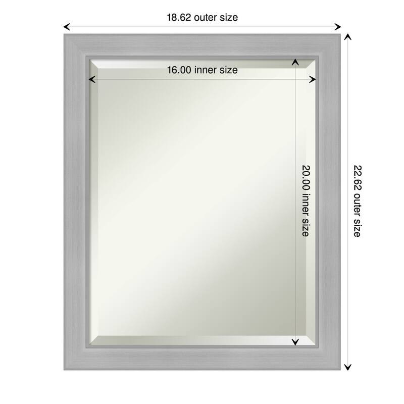 Beveled Wall Mirror - Vista Brushed Nickel Narrow Frame - Vista Brushed Nickel Narrow - 18.5 x 22.5-inch