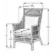 preview thumbnail 2 of 28, Rattan Slat Back Cushioned Arm Dining Accent Chair by East at Main - 24x25.5x39.25