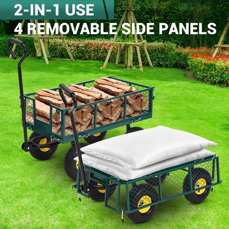 Heavy Duty Steel Utility Garden Wagon Cart with Removable Sides