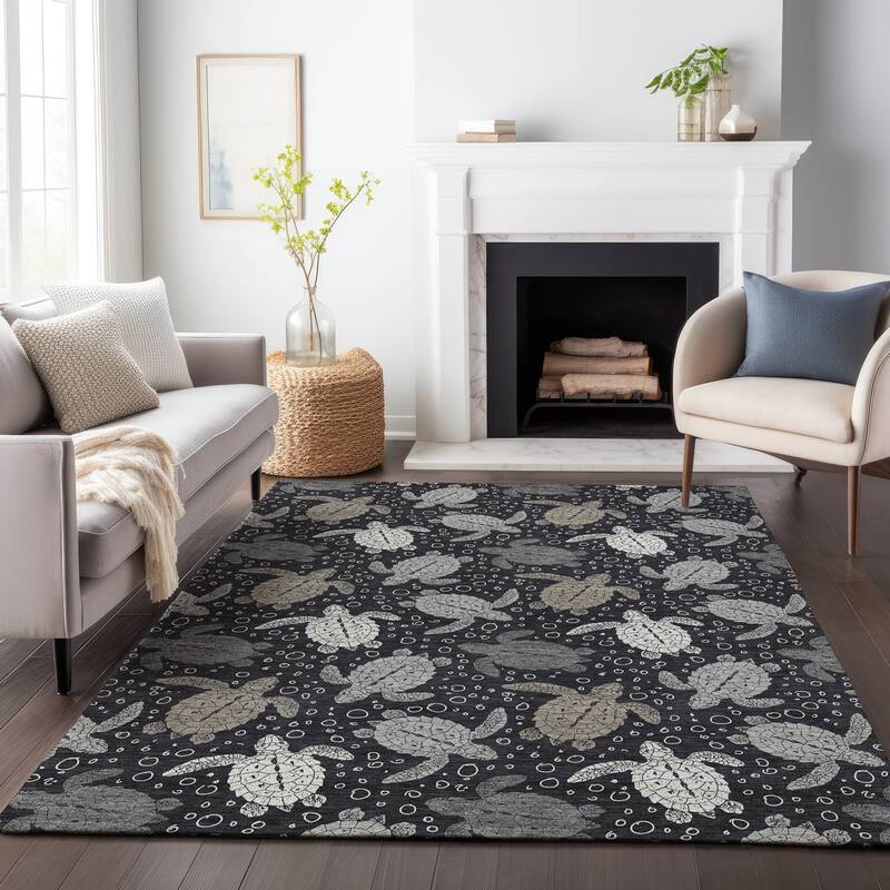Premium Washable Super Soft Coastal Turtles Mayfield Rug