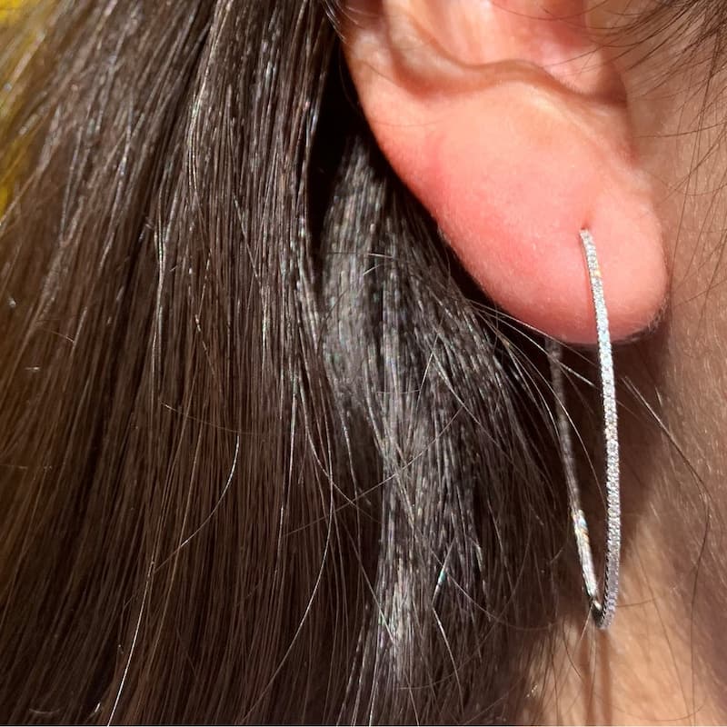 Joelle Collection Inside Out Diamond Round Hoops Earrings 1.25" 14K Gold 1/2ct TDW