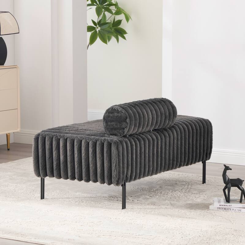 49.6"W Oversized Modern Upholstered Bench Ottoman with Metal Legs