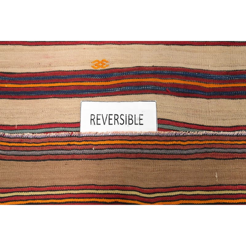 Hand Woven Oriental 100% Wool Carpet Southwestern Geometric Multi-Colored Kilim Area Rug - 8' 1'' X 4' 10''