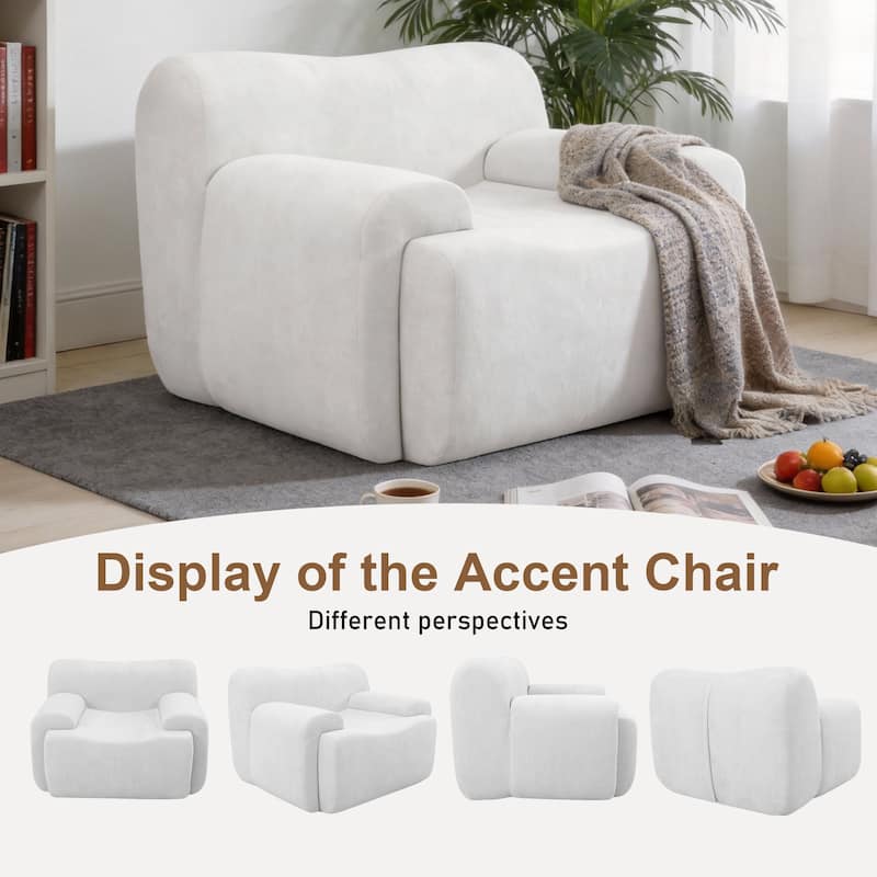 Chenille Accent Chair, Comfy Cloud Sofa Chair, Modern Armchair Boneless Reading Chairs