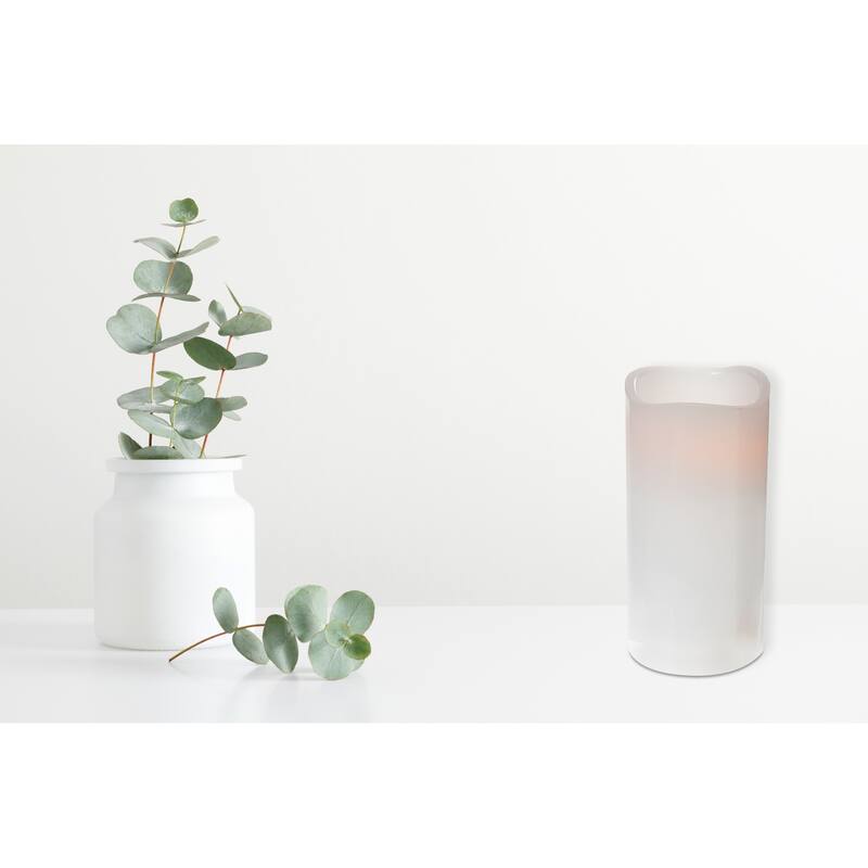 Led Wave Top Unscented White Candle With Timer 3X4" - Set of 3 - N/A