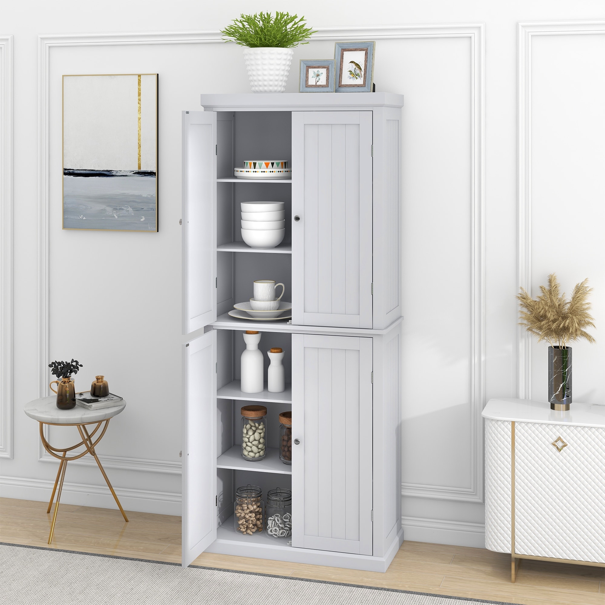 https://ak1.ostkcdn.com/images/products/is/images/direct/cb795b8f0dc8805757020ccec9722d793eeaee3e/Freestanding-Tall-Kitchen-Pantry%2C-72.4%22-Minimalist-Kitchen-Storage-Cabinet-Organizer-with-4-Doors-and-Adjustable-Shelves%2C-White.jpg