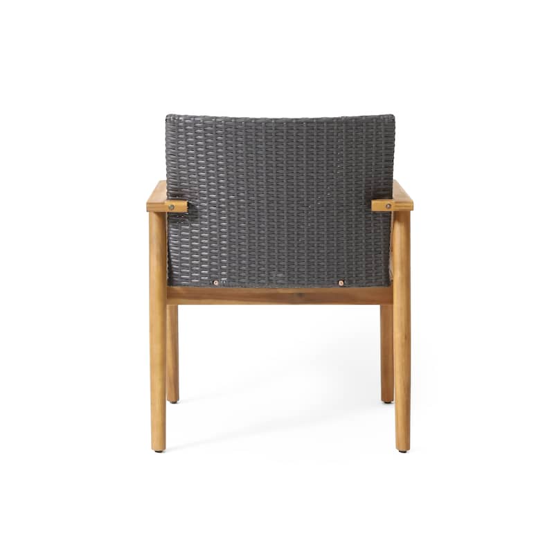 Bryan Wicker and Acacia Wood Outdoor Club Chairs by Christopher Knight Home