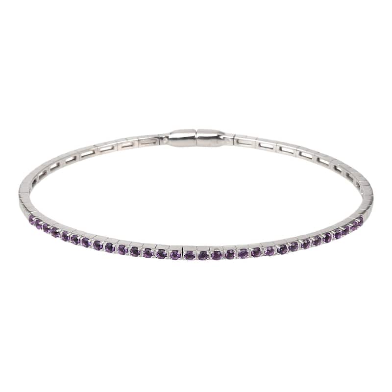 925 Sterling Silver African Amethyst Gemstone Tennis Bracelet