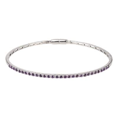 925 Sterling Silver African Amethyst Gemstone Tennis Bracelet