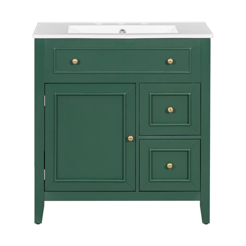 30 in. W x 18.3 in. D x 32.5 in. H Freestanding Bath Vanity Cabinet with Ceramic Sink Top
