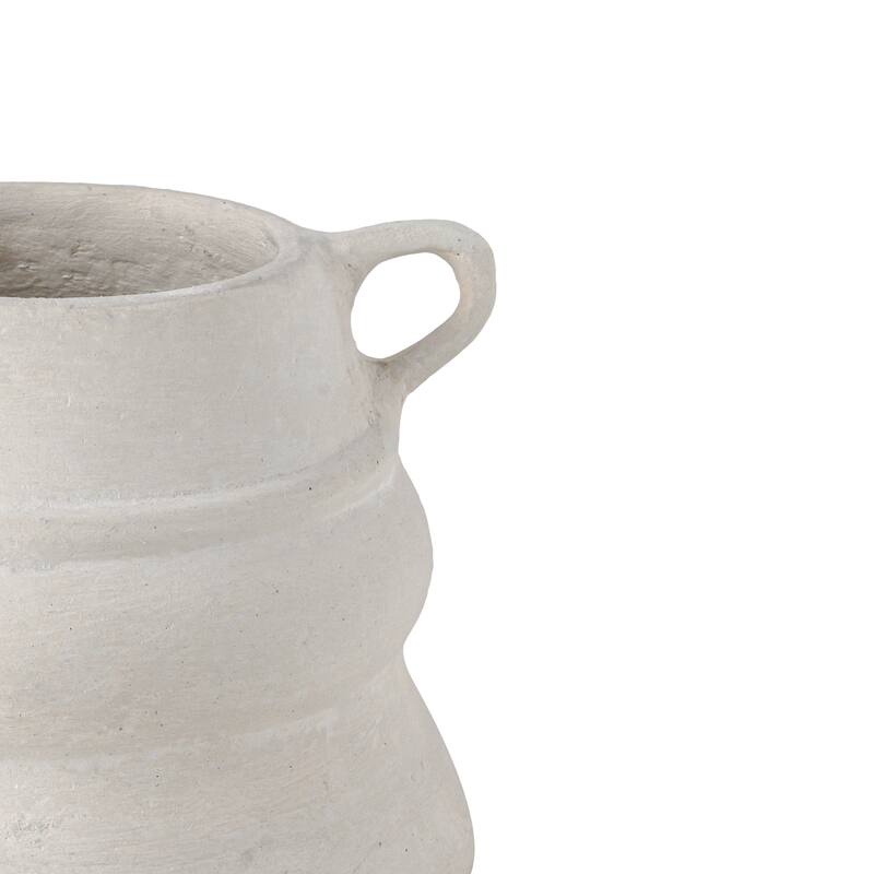 Paper Mache Vase Natural White Dia 8.46" - NATURAL WHITE - NATURAL WHITE