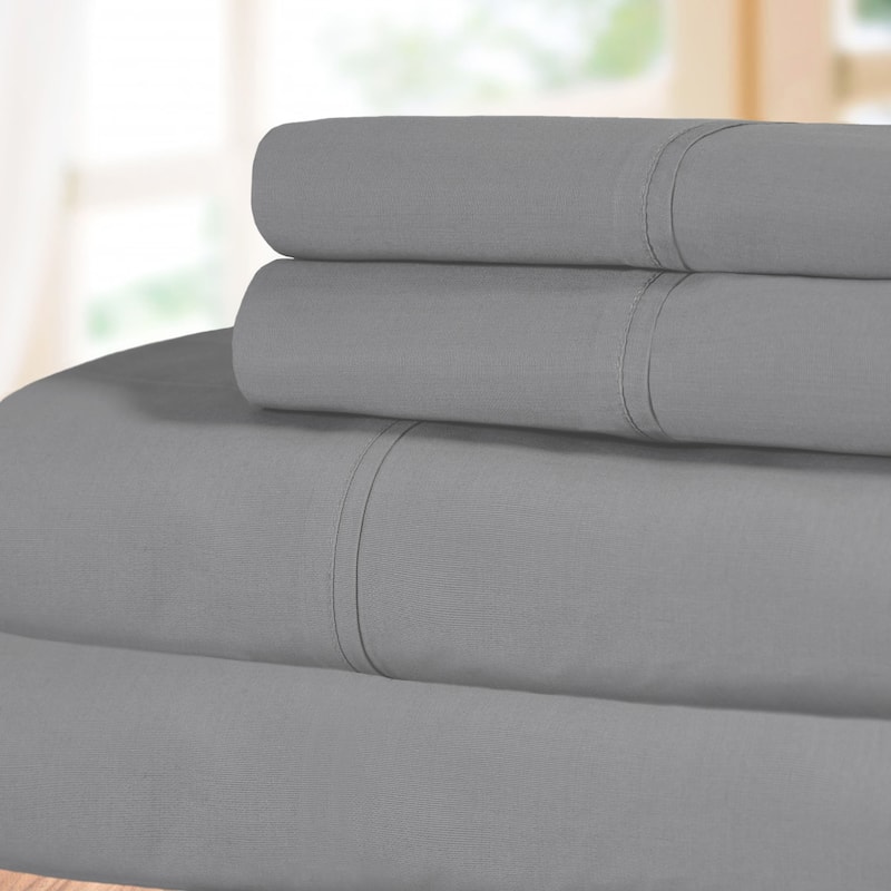 Superior Cotton Percale Solid Bed Sheet Set - Split King - Smoked Pearl