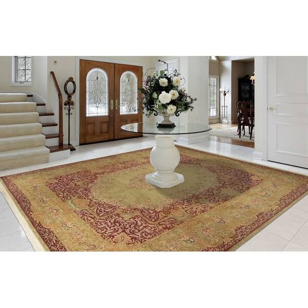 Noori Rug Pak-Persian Behrooz Green/Burgundy Rug - 9'1