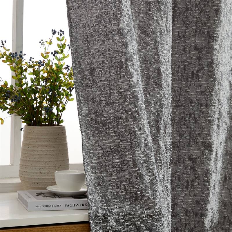 HLC.ME Avalon Jacquard Slub Texture - Privacy Curtains with Grommet Lightweight Window Curtain Panels, Set of 2
