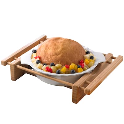 Creative Home Grand Buffet 10" Stoneware Baking Dish with Bamboo Serving Rack