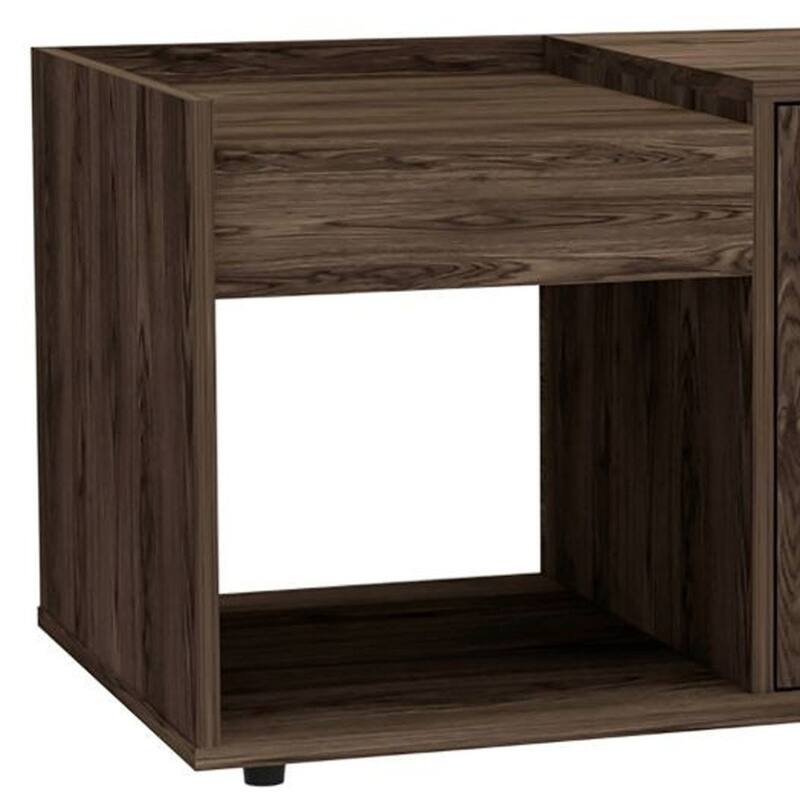32" Dark Walnut Manufactured Wood Rectangular Coffee Table With Shelf - 17.72" H x 31.5" W x 19.7" D