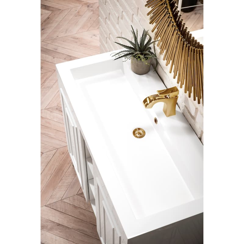 James Martin Vanities Alicante 39.5" Single Vanity Cabinet, Glossy White w/ White Glossy Composite Stone Top