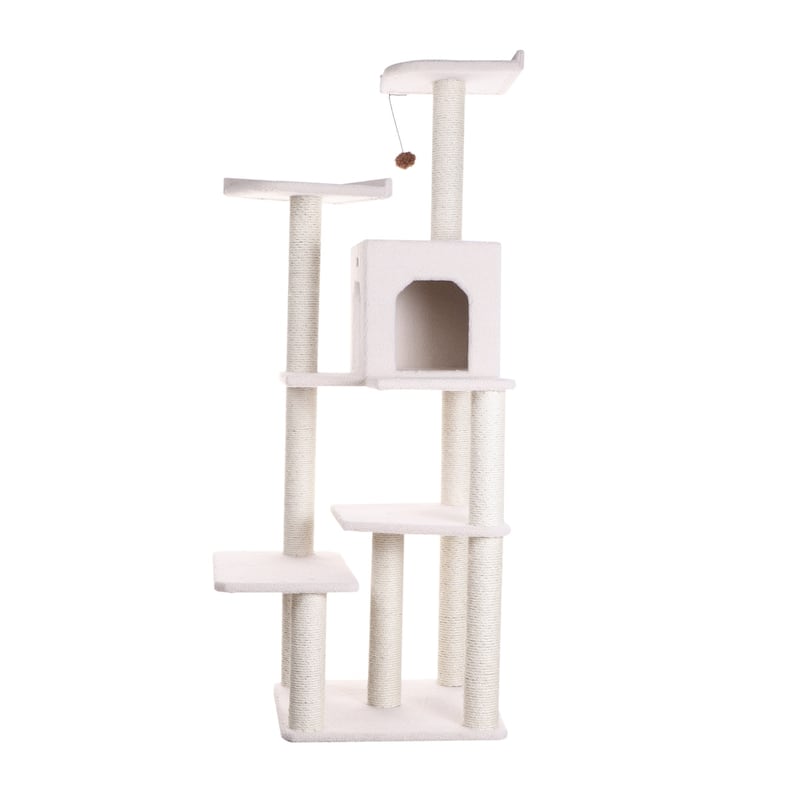 Real Wood B6802 Classic Cat Tree In Ivory 6 Levels Condo