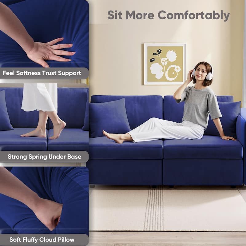 Pocassy Cloud Sofa Modular Sectional Couch with Seat Storage