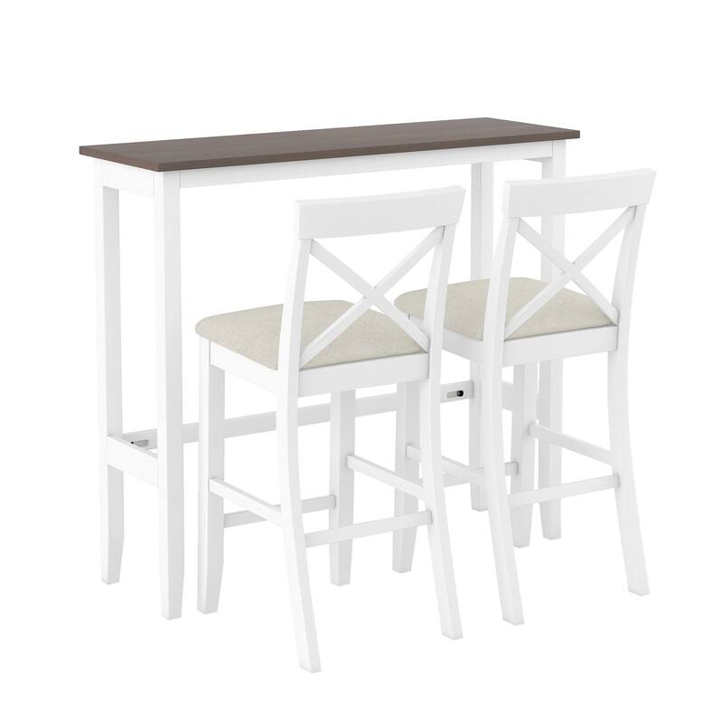 Home Bar Height Dining Table Set Kitchen Breakfast Nook with 2 Chairs ...