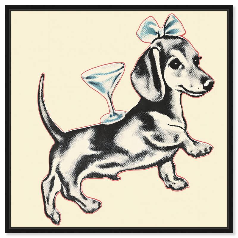 Martini Pup II Canvas by Art Remedy - Black - 40" x 40"
