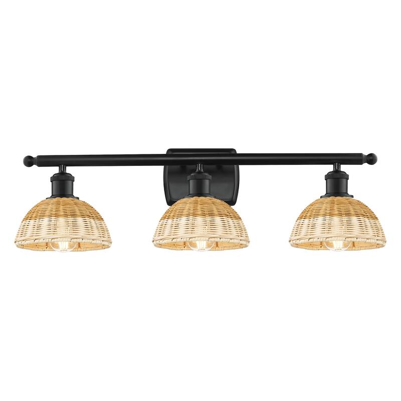 Innovations Lighting 516-3W-8-28 Bristol Natural II Vanity Bristol - Matte Black / Natural