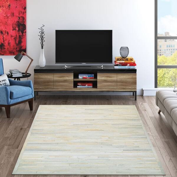 slide 1 of 10, Handmade Couristan Chalet Plank Cowhide Leather Area Rug
