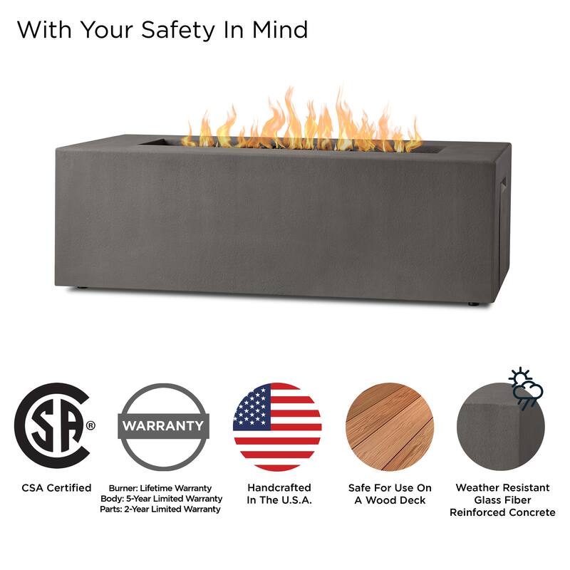 Provo Casual Rectangle Propane Fire Table Carbon by Jensen Co - 60 x 30 x 19