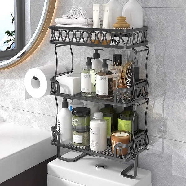Gray 1 Pack Shower Shelf with Hooks Stick No Drilling - Grey