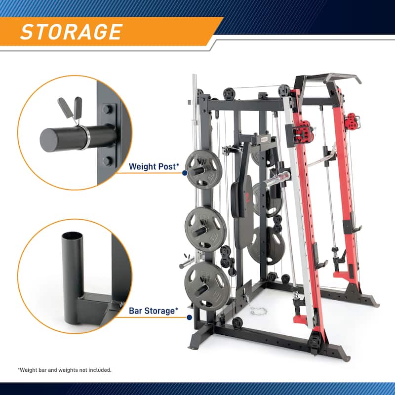 Marcy Smith Machine Cage System - Red/Black - Customizable Home Gym - N/A
