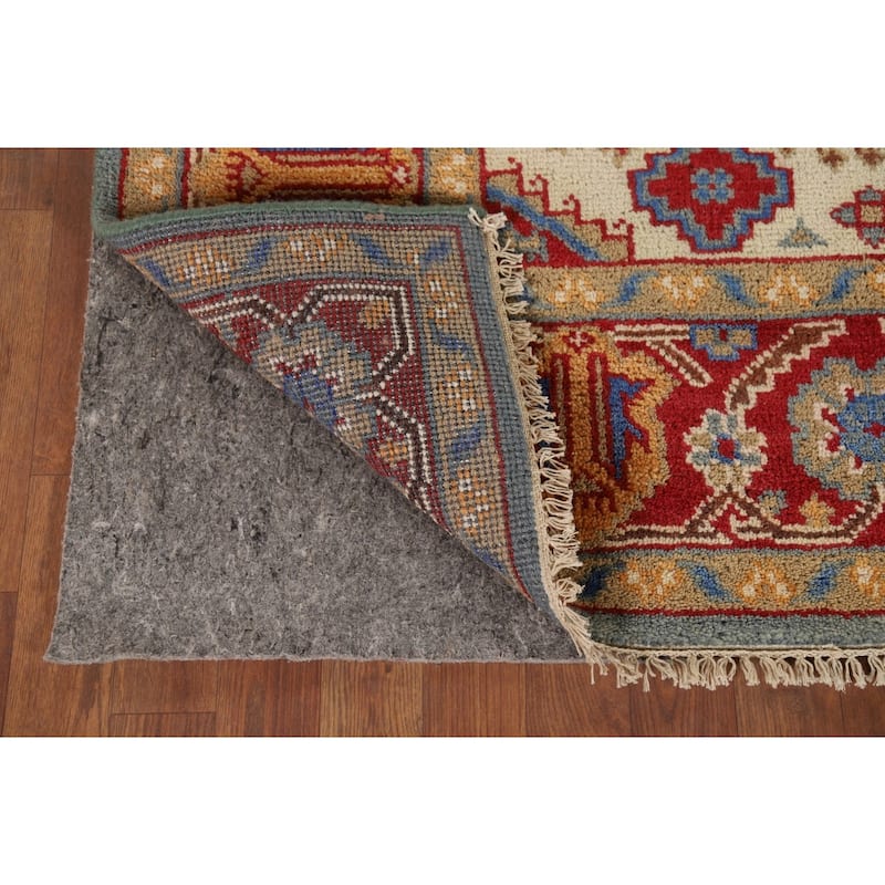 Geometric Heriz Serapi Indian Area Rug Hand-Knotted Blue Wool Carpet - 6'0" x 9'0"