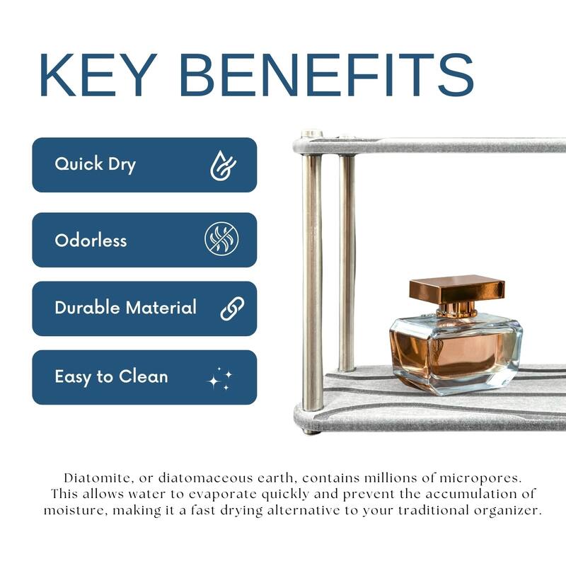 LuxeStone Two Layer Diatomite Bathrooms and Kitchens Quick Drying Organizer&Storage Tray - Gray - 11"