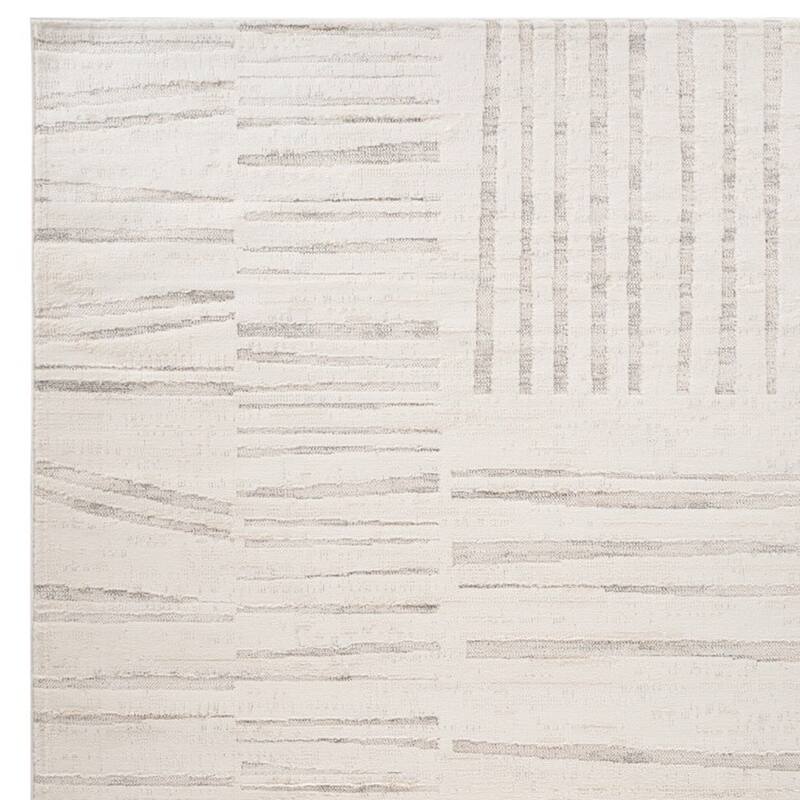 Bineb Distressed Geometric Modern Stain Resistant Woven Area Rug By HomeRoots
