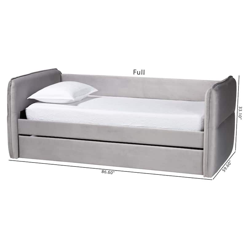 Finch Modern Light Grey Velvet Fabric Daybed with Trundle