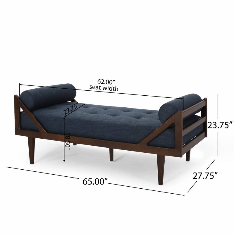 Rustic Upholstered Indoor Chaise Lounge for Living Room, Bedroom, Interior Space