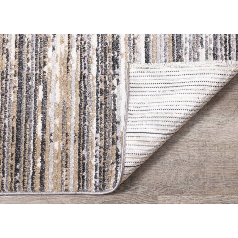 Cali Collection - Grey/Beige/White Banded Rug