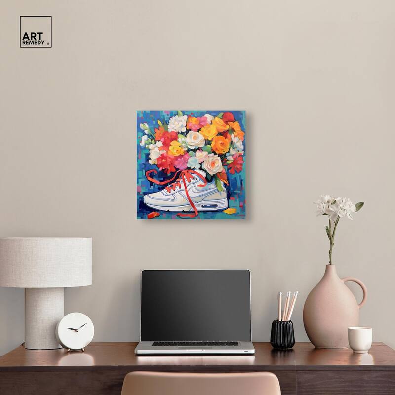 Whimsical Sneaker with Flowers Canvas by Art Remedy, Gallery Wrapped