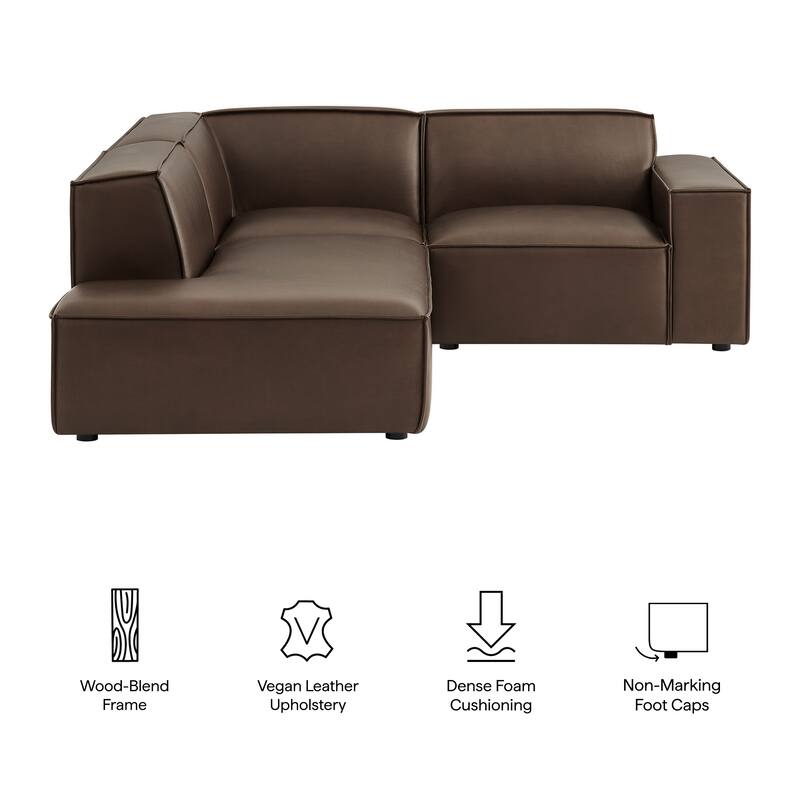 Restore 3-Piece Vegan Leather Modular L-Shaped Sectional Sofa
